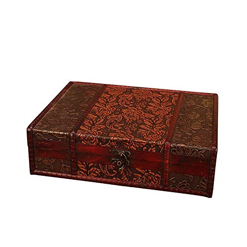 Vintage Decorative Suitcases Vintage Jewelry Boxes Retro Storage Decoration Box Wooden Treasure Chest Keepsake Boxes Storage Trunk (B As picture)