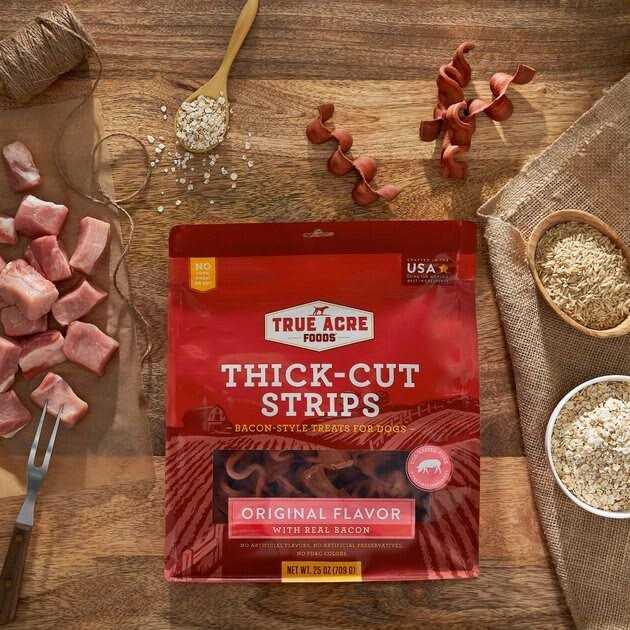 True Acre Foods Thick Cut Strips with Real Bacon and Dog Treats - Pet Supplies online store