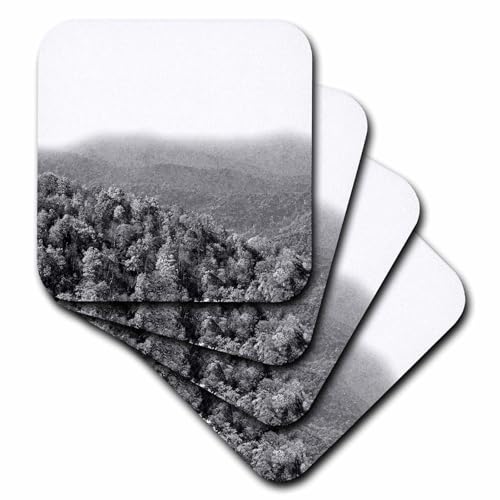 Set of 4 Coasters - Soft - Black and White Photograph of Mountains at Bad Fork Valley Overlook. Stamp City - Nature