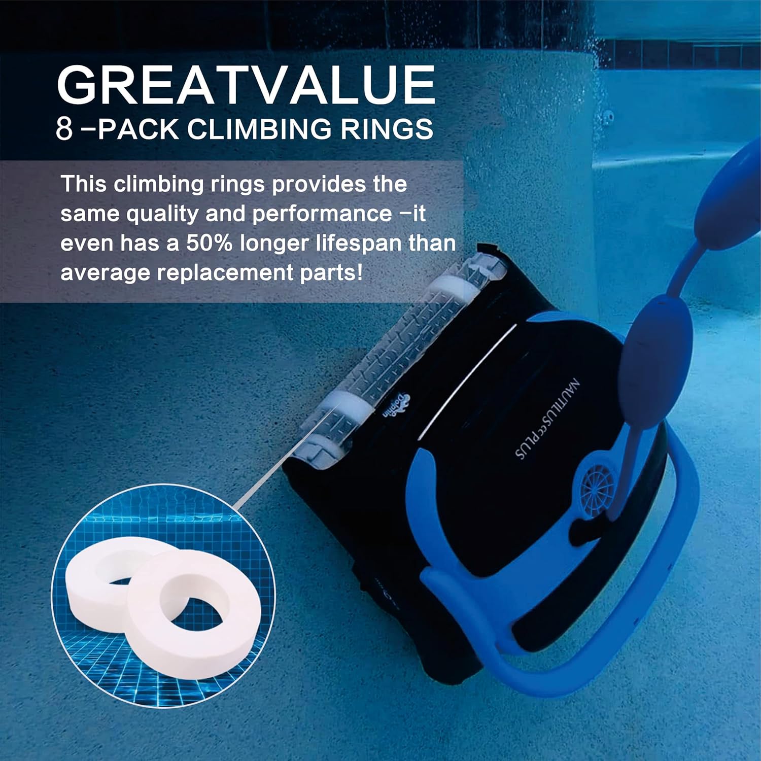 Suitable for The Dolphin Pool Cleaning Robot Maytronics Dolphin 6101611-r4 Compatible with M200 M400 M500 Nautilus/CC Plus DX3/DX4/DX6, etc. (8 Pieces)