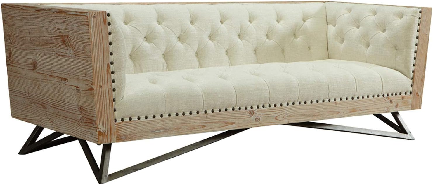 Armen Living Regis Sofa in Cream and Gunmetal Finish