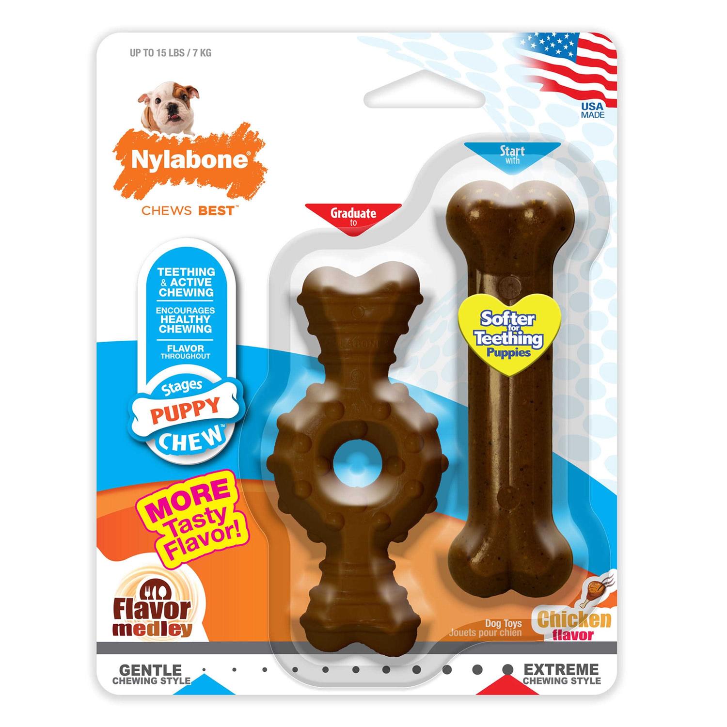 Nylabone Puppy Chew Ring Bone Chicken Flavor Petite - Pet Supplies online store