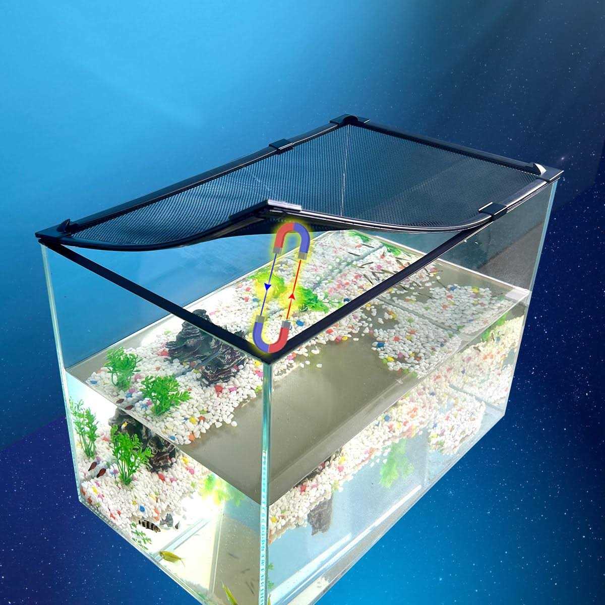 DIY Magnetic fish tank lid protective net 94X46cm Keep fish from jumping out Prevent fish - Pet Supplies online store