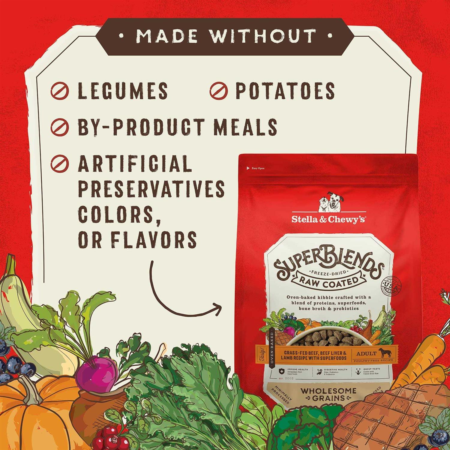 Stella & Chewy's SuperBlends Raw Wholesome Grains Grass-Fed Beef - Pet Supplies online store