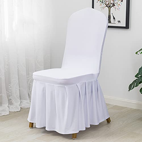 Dining Room Chair Covers Set of 4, Stretch Parsons Slipcovers with Skirt Super Fit Spandex Chair Seat Protector Cover for Dining Room, Hotel, Ceremony (Lightblue)