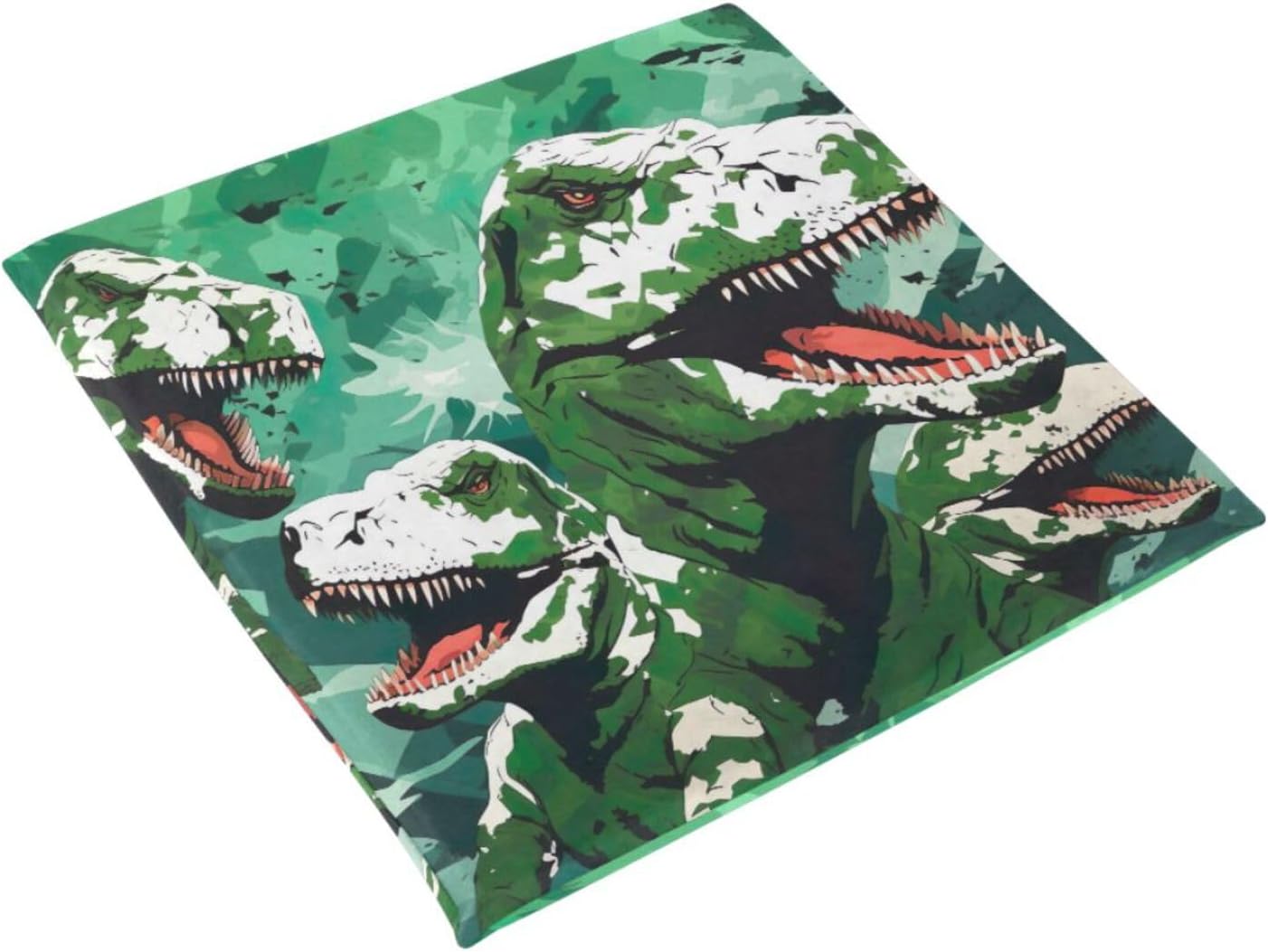 Inked Green Dinosaurs Desk Chair Cushion for Long Sitting, Velvet Seat Cushion for Office Living Room Wheelchair Cushions, Multicolor Pressure Relief Sitting Pillow with Washable