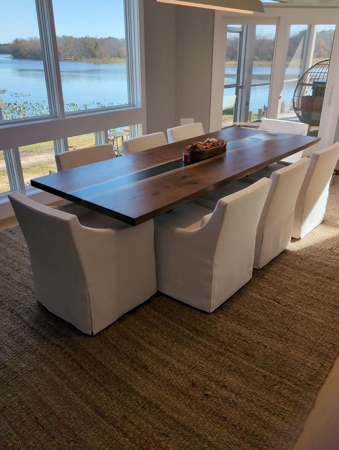 Black Walnut Epoxy Coffee & Dining Table Top Custom Epoxy Living Room Table Epooxy Wood Furniture