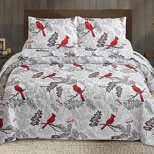 Virah Bella Quilt Collection - Bear & Paw Printed Bedding Set, 3-Piece King - Reversible Quilt with 2 Matching Pillow Shams