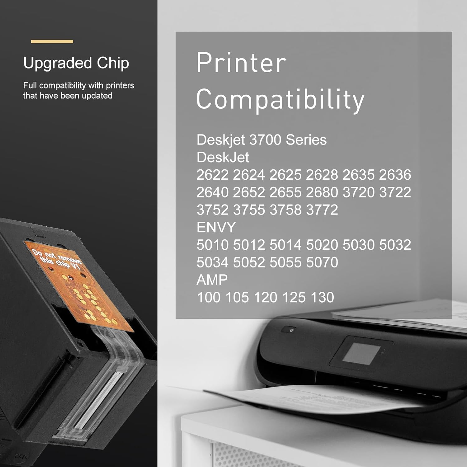 XL 65 Ink Cartridges Black/Color Combo Pack Compatible for HP Ink 65 HP 65 Ink Work with HP Deskjet 3700 Series HP DeskJet 3755 3722 3752 2600 3772 Envy 5055 5000 5070 5052 (Black and Tri-Colour)