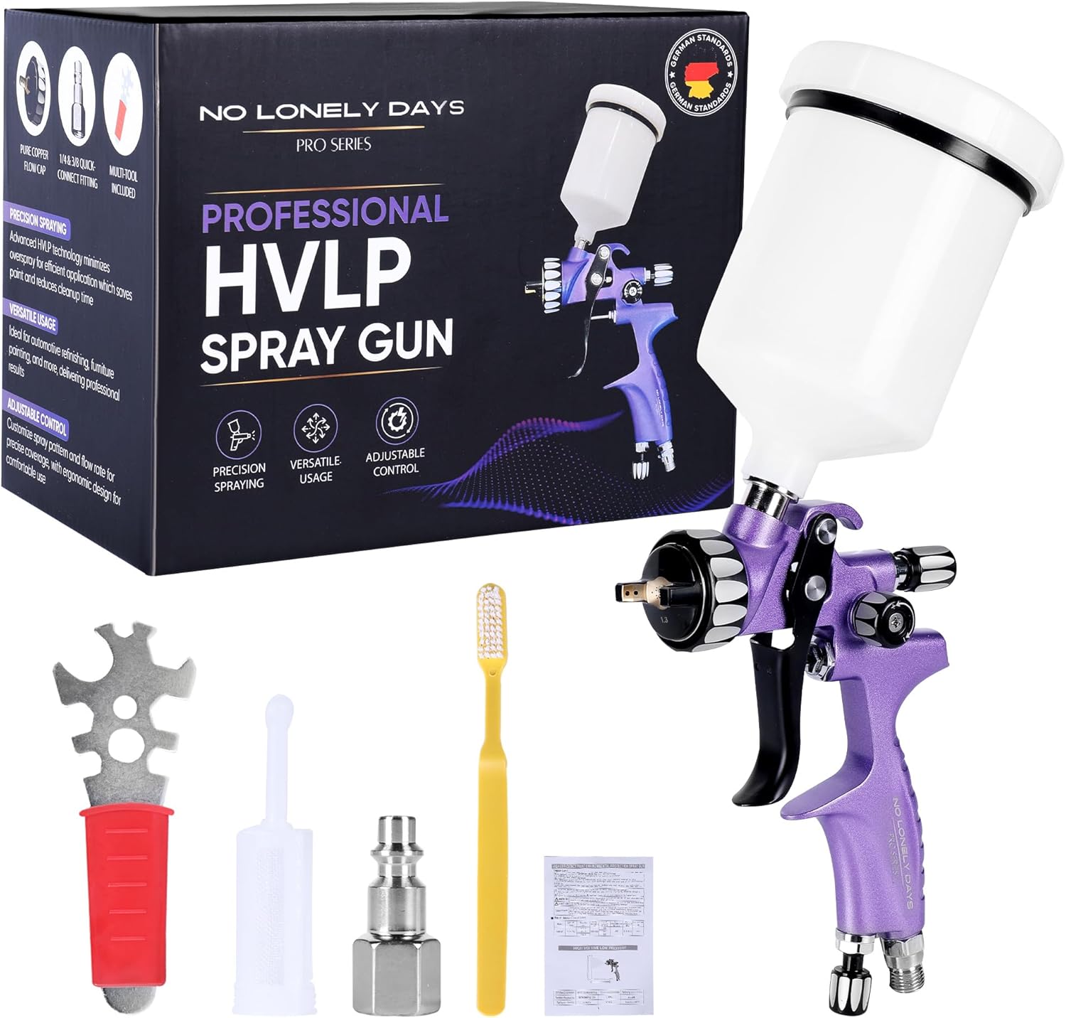HVLP Spray Gun Pro Series - Professional Spray Gun for Painting for Furniture, Walls, Machinery, Art Projects, Automotive Refinishing - 600ml Cup, 1.3mm Nozzle Size Custom Sprayer Pattern & Flow Rate