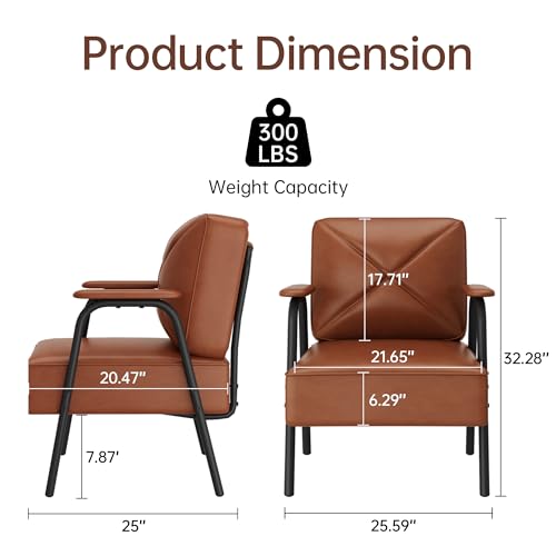 Lamerge Mid Century Modern Chair, Accent Chair with Armrest, Leisure Chair Reading Chair for Lounge, Living Room, Bedroom, Reception Room, Black