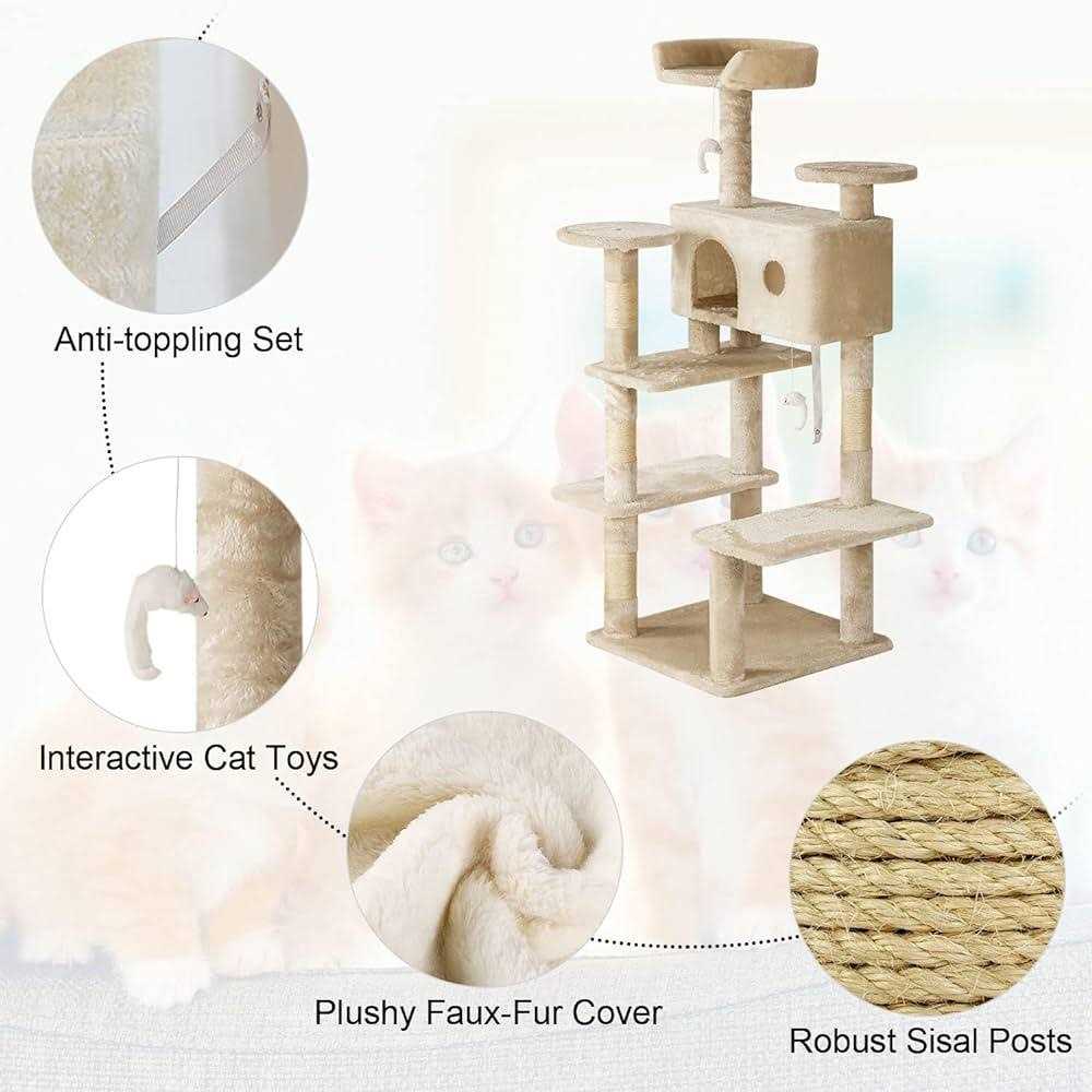 Bestpet 54in Cat Tree Tower with Cat Scratching Posts Stand House Cat Condo with Funny Toys - Pet Supplies online store