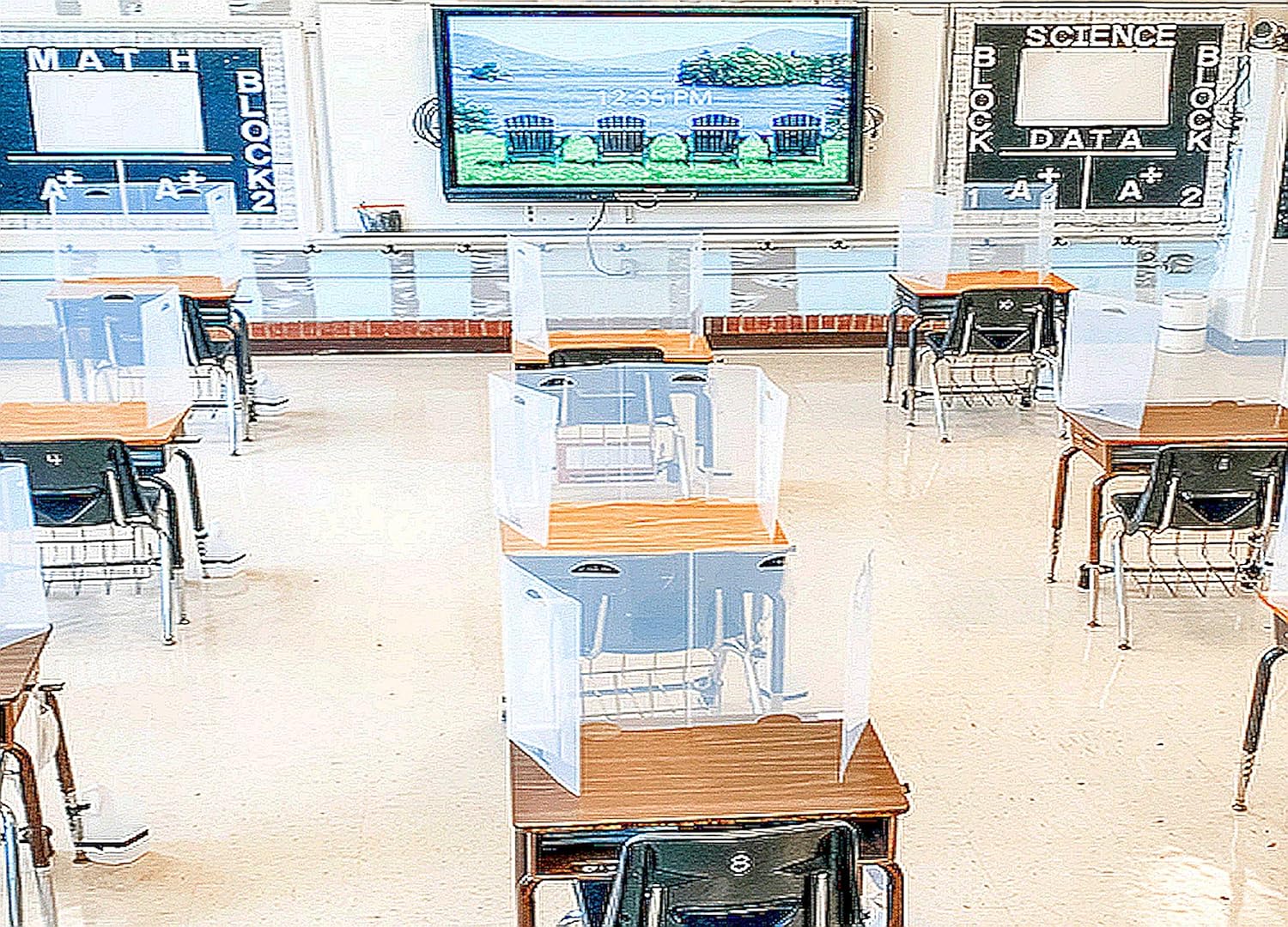 Sneeze Guard Desk Shield PPE - Plastic Divider Screen for Desk, Table or Countertop - Portable Protective Barrier Panel - Best Partition Protector for Classroom or Office