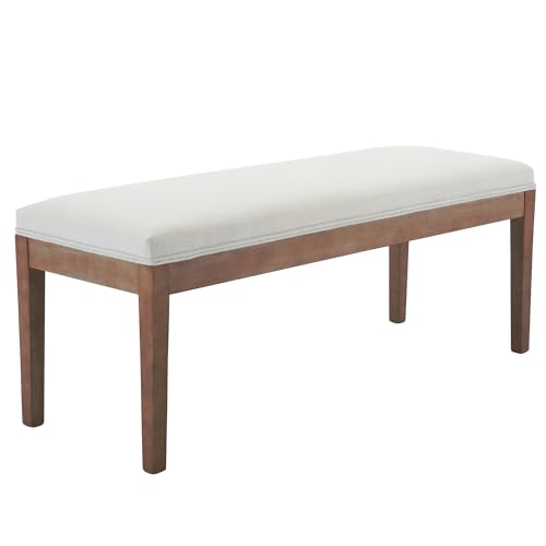 Upholstered Entryway Bench Modern Shoe Benches for Hallway Porch Bedroom Bench for End of Bed Dining Bench for Dining Table Dining Room Kitchen Window with Wood Legs, PU Leather, Grey