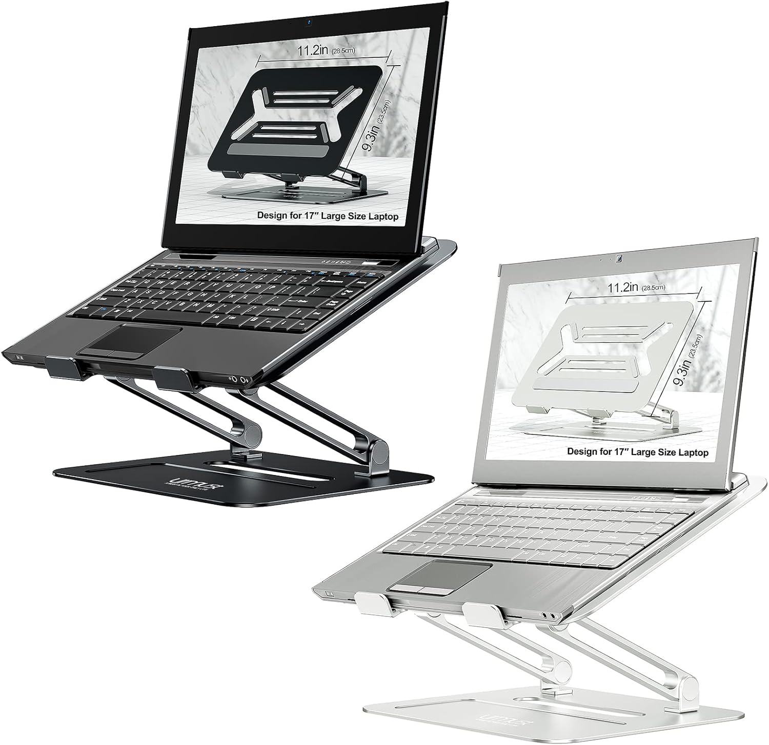 Urmust Adjustable Laptop Stand for Desk Black + Silver 2 pcs a bundle