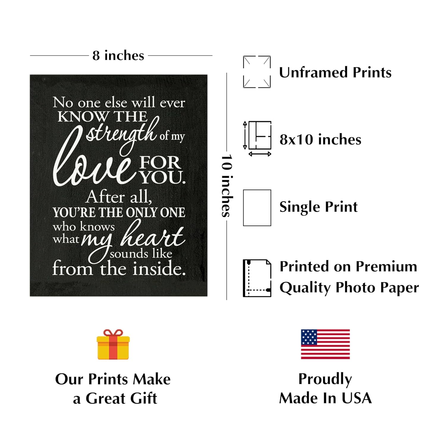 Strength Of My Love For You - Love Wall Art Print. Motivational Modern Typography Wall Print. Ideal For Home Decor, Studio Decor & Bedroom Decor. Perfect Gift For Loved Ones. Unframed - 8x10