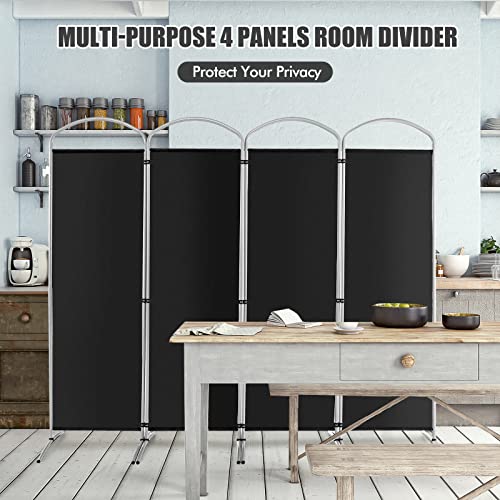 LDAILY 4 Panel Folding Privacy Screen, 6Ft Tall Room Divider, Freestanding Fabric Screen Divider, Portable Porch Shading Partition, Wall Dividers for Home, Office, Living Room (Coffee)