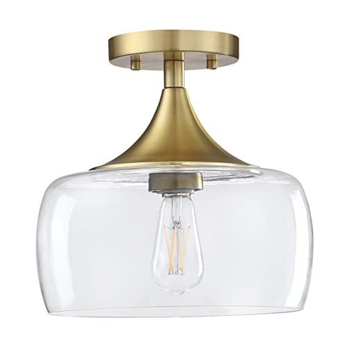 1 Light Semi Flush Mount Ceiling Light Pendant Light Modern Handblown Clear Glass Shade Classic Farmhouse,Entryway,Dining Room,Kitchen Island(2 Pack, 10