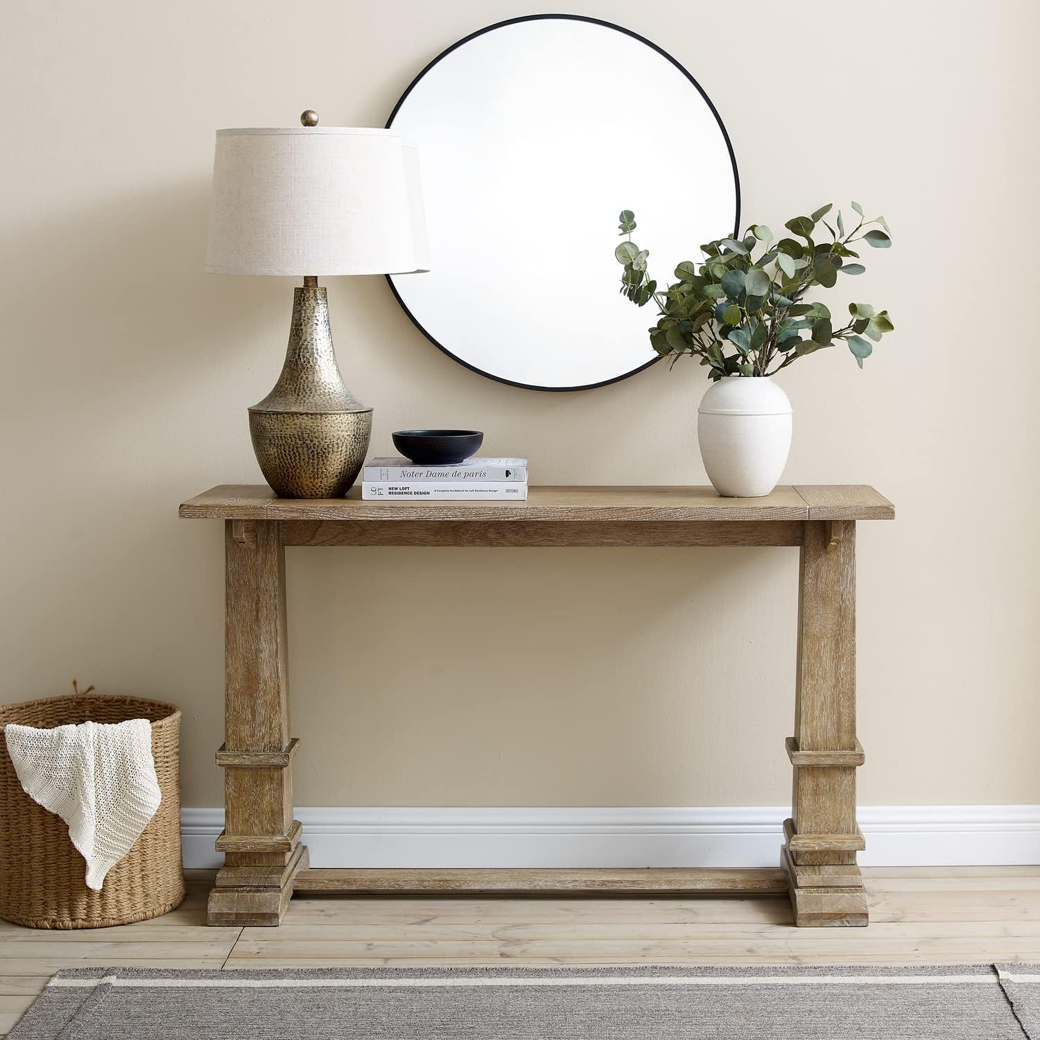 Coastal Cottage Console Table Rustic Brown