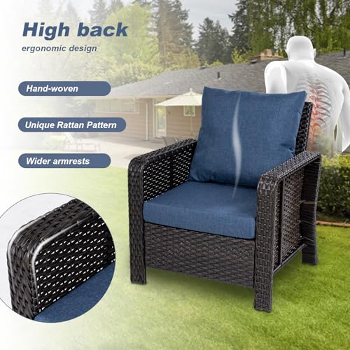2 Piece Patio Furniture PE Rattan Rattan Chair Conversation Set for Outdoor Porch Deck Garden Backyard
