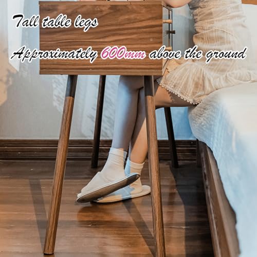 Chinese Style Vanities & Vanity Benches with 3 Color Touch Screen Dimming Mirrorm and Chair, Corner Makeup Vanity Table Set for Bedroom Decor and Gifts,80cm