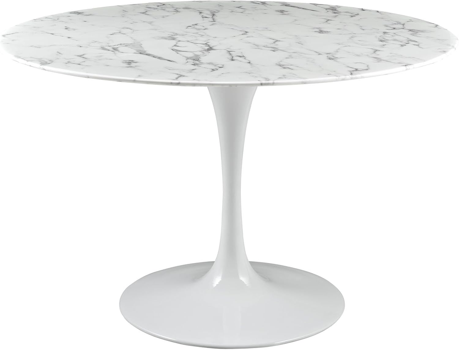 Contemporary Modern Urban Designer Dining Kitchen Room Dining Table Round White Wood Metal Steel