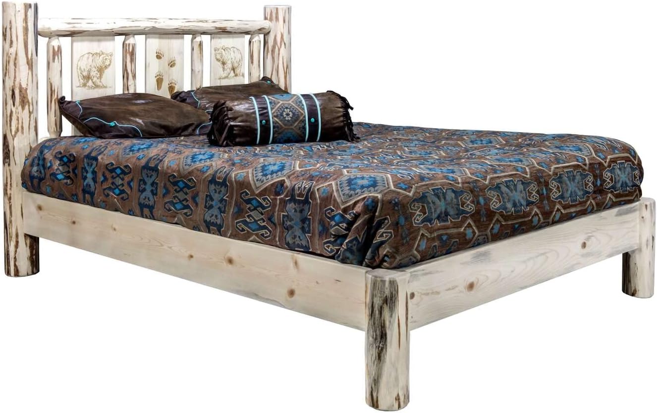 Montana Log Collection Wood Full Platform Bed MWPBFVLZBEAR