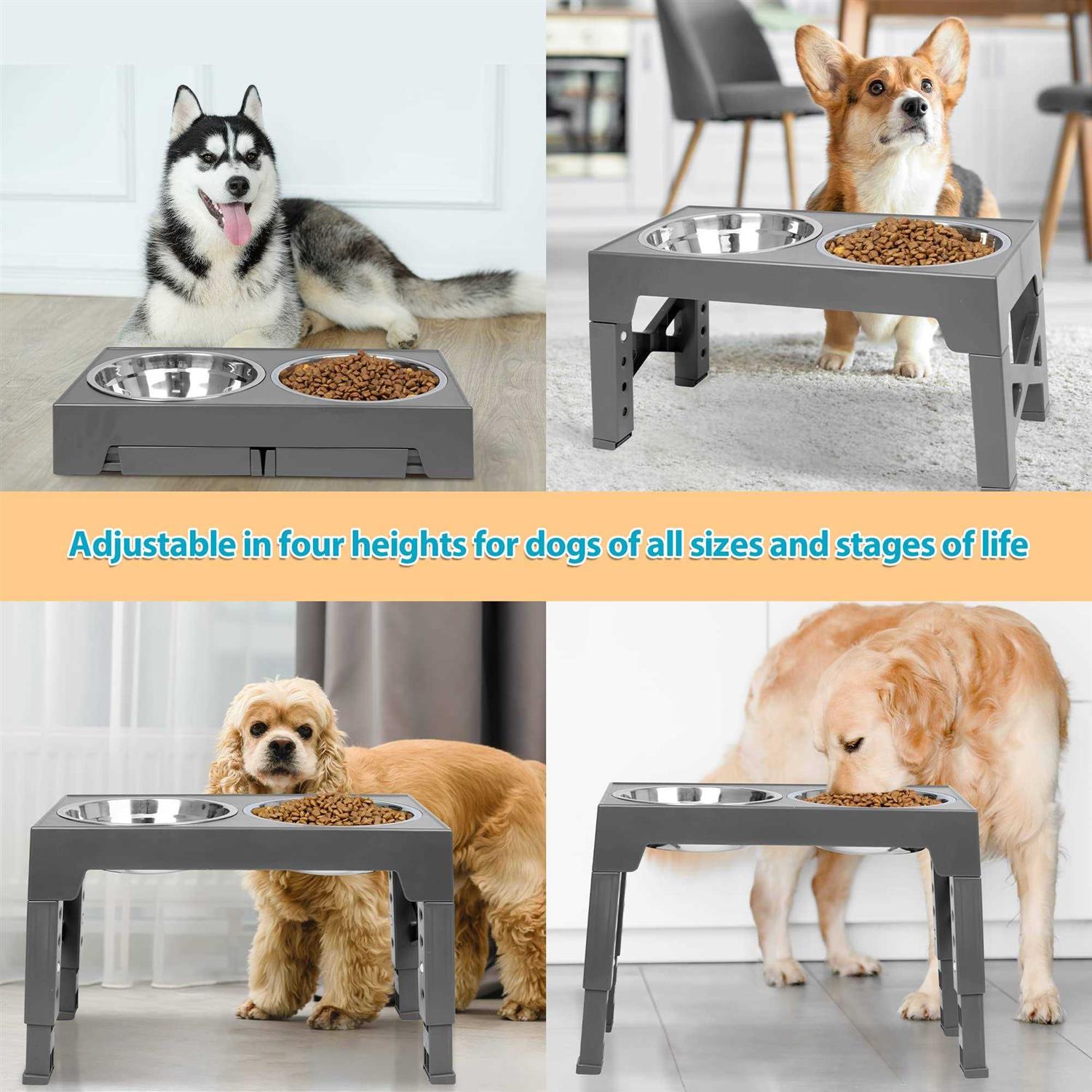 Niubya Elevated Dog Bowls with 2 Stainless Steel Dog Food Bowls - Pet Supplies online store