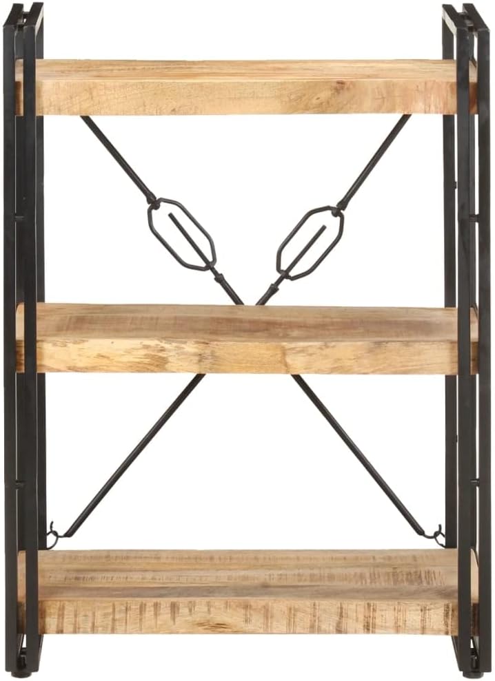 Vintage Industrial Bookshelf, Wood and Metal,for Home Decoration Display,Closet, Bedroom,Office, 3-Tier Bookcase 23.6