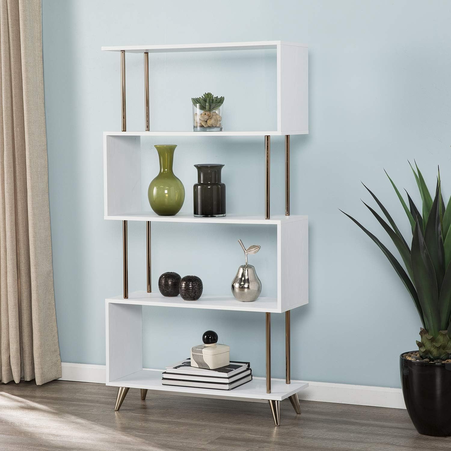 SEI Furniture Beckerman Bookcase, Gold (AMZ9753ZH)