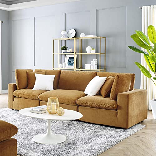 Modway Commix Modular Sofa, Cognac Performance Velvet