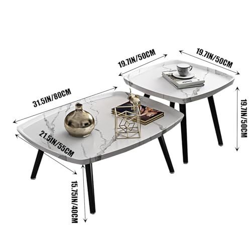 Elegant 2 Sets of Rectangular Nested Tables: Creative Wooden Coffee Table, Suitable for Living Rooms, bedrooms, Balconies, and More! Multifunctional Sofa Side Table and Side Table (Grey)