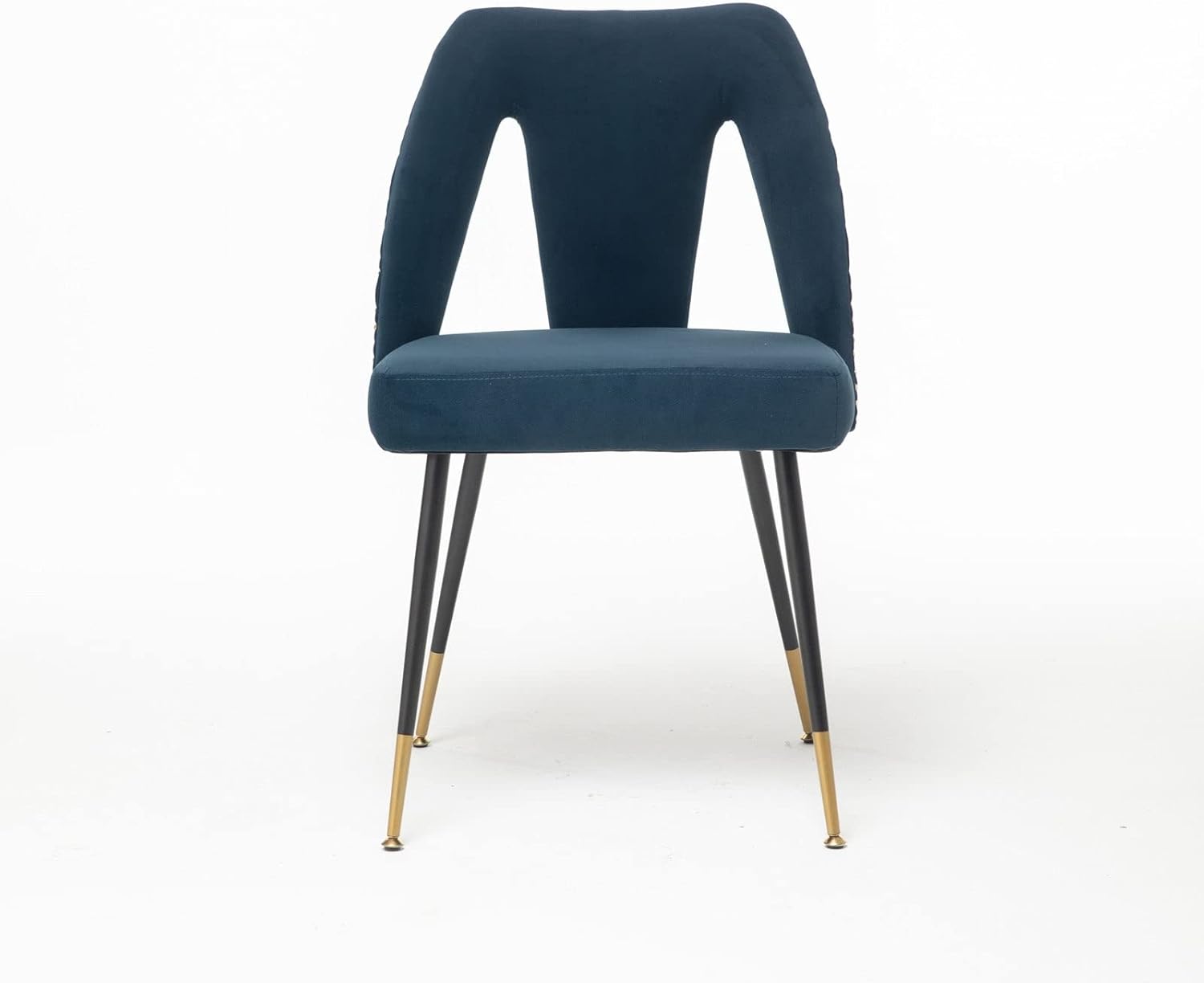 Overstock Collection Modern | Contemporary Velvet Upholstered Dining Chair with Nailheads and Gold Tipped Black Metal Legs,Set of 2 Blue