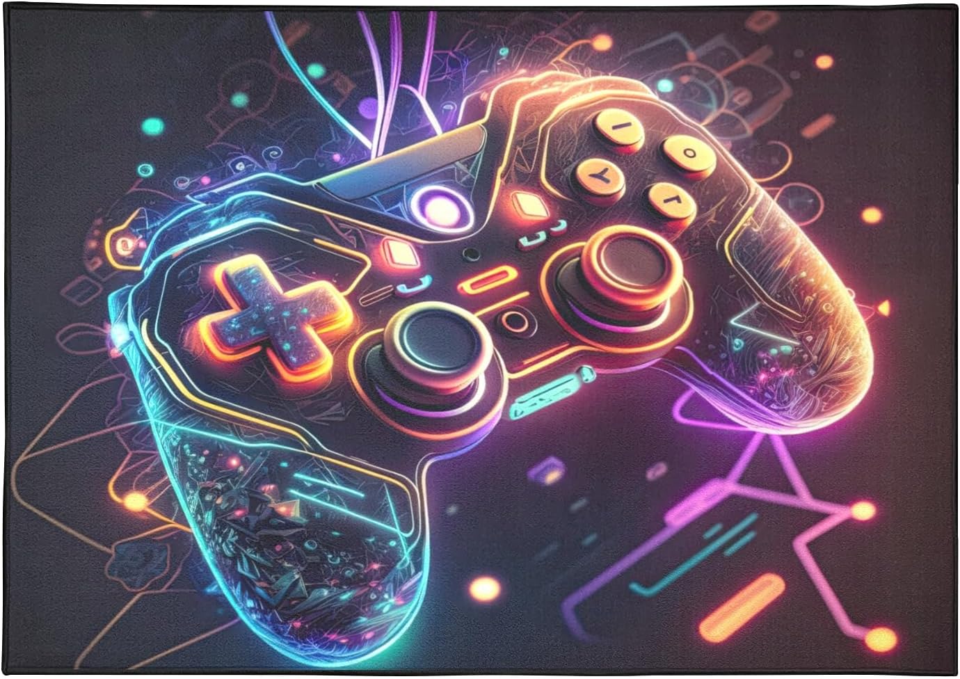 Gaming Gamepad Area Rugs Game Controller Rug 3D Printed Modern Gamer Bedroom Carpet for Video Games Lovers Carpet Gaming Room Decor Rug 3' x 4'