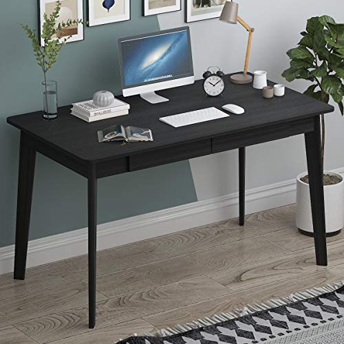 ECACAD Computer Desk with 2 Drawers, 39” Home Office Desk, Writing Study Working Table for Bedroom, Light Brown