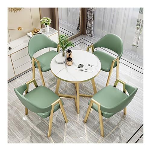 5 Piece Modern Round Dining Table Set for 4, Kitchen Table Set with Seat & Metal Legs for Small Space, Apartment, Studio(Orange1)
