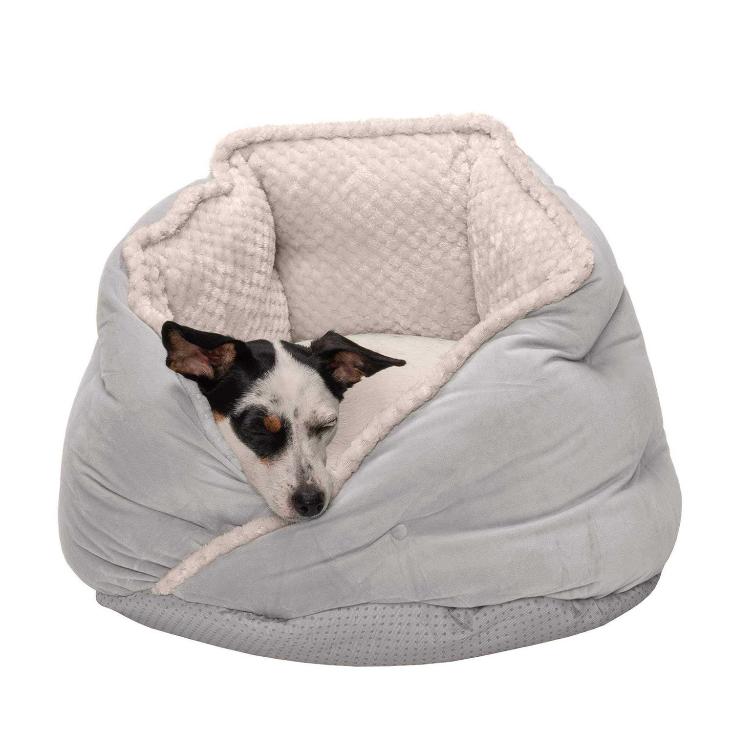 FurHaven Minky Faux Fur Velvet Calming Hug Bed - Pet Supplies online store