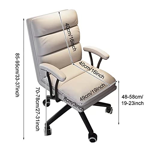 Ergonomic Home Office Chair with Wheels,Comfortable Executive Swivel Chair Pu Leather Computer Chair with Lumbar Support,Adjustable Midback Desk Chair for Heavy People