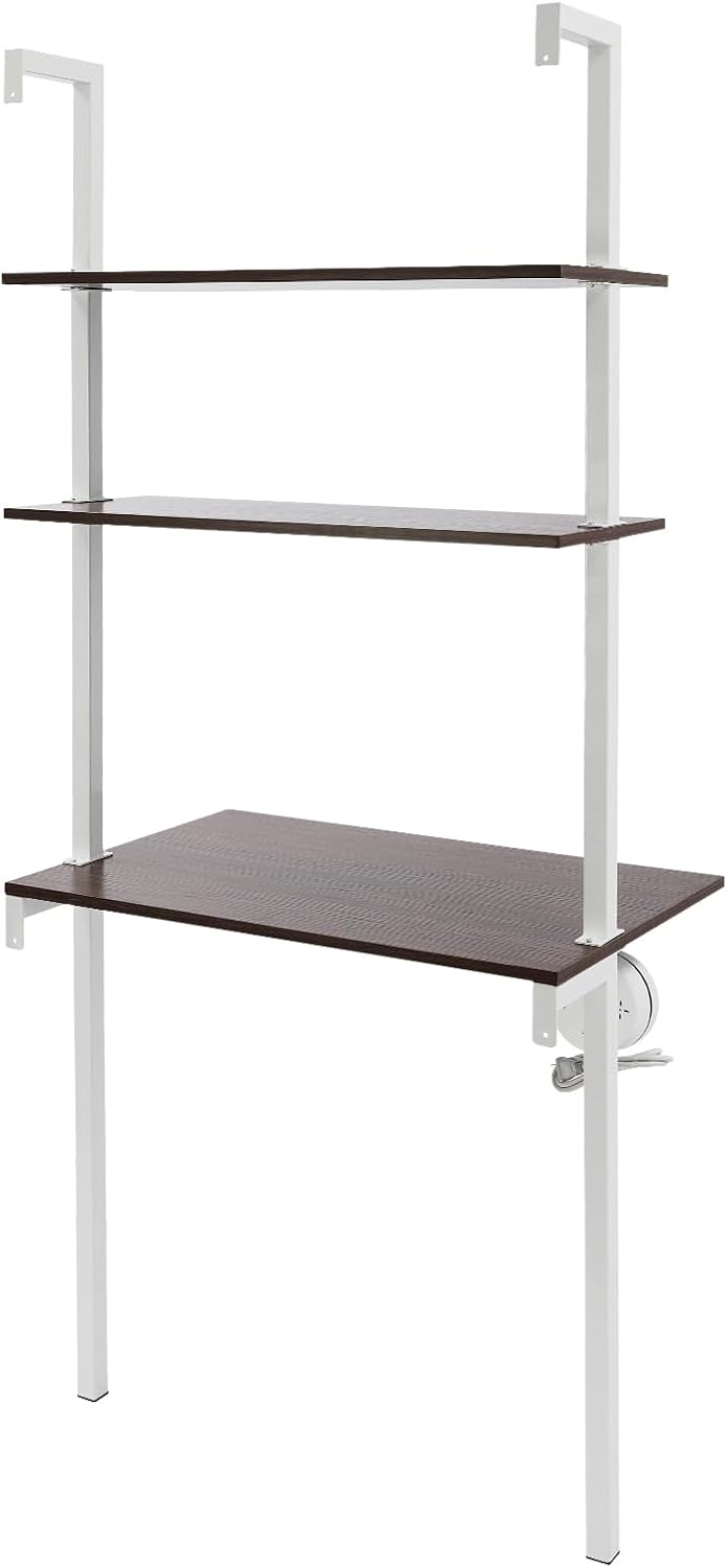 3-Tier Wall Mounted Desk, Wall Ladder Desk Floating Desk for Wall Folding Wall Organizer Wall Mount Computer Writing Table for Homes, Student Dormitories with Adhesive Hook Support 110.23 Lbs