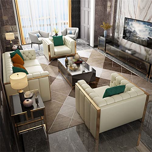 Hotel Studio Sofa Bed Home Furniture Leather Loveseat with Stainless Steel Foot Combination Chaise Longue