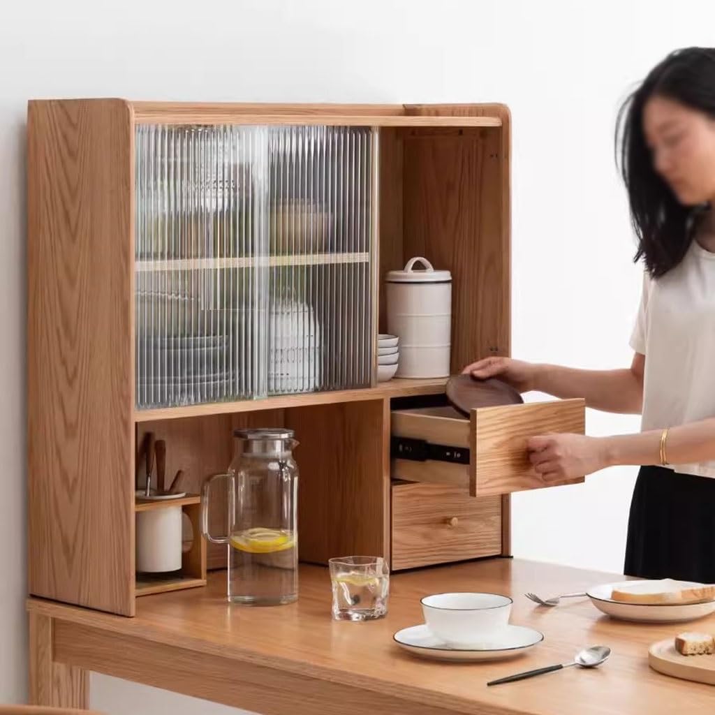 Buffet Cabinet Solid Wood Sideboard Modern Minimalist Oak Sideboard Dining Table Integrated Nordic Restaurant Cabinet Storage Cabinet Buffet Sideboard