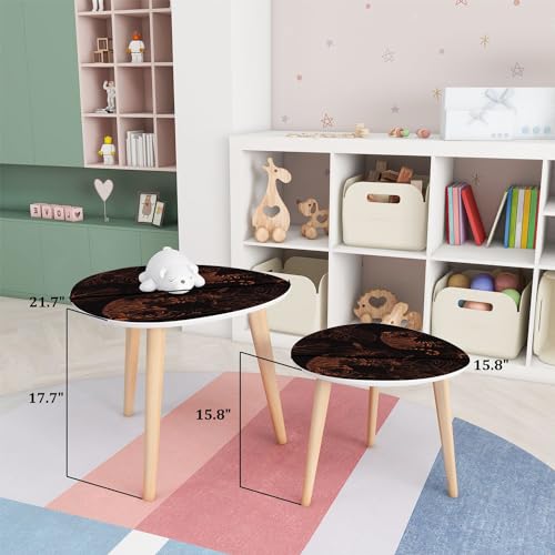 Small Coffee Nesting Table Seamless Pattern Character Monkey Portraits red Glasses Triangle End Table Center Table Set of 2 Modern Side Table for Living Room Bedroom Balcony