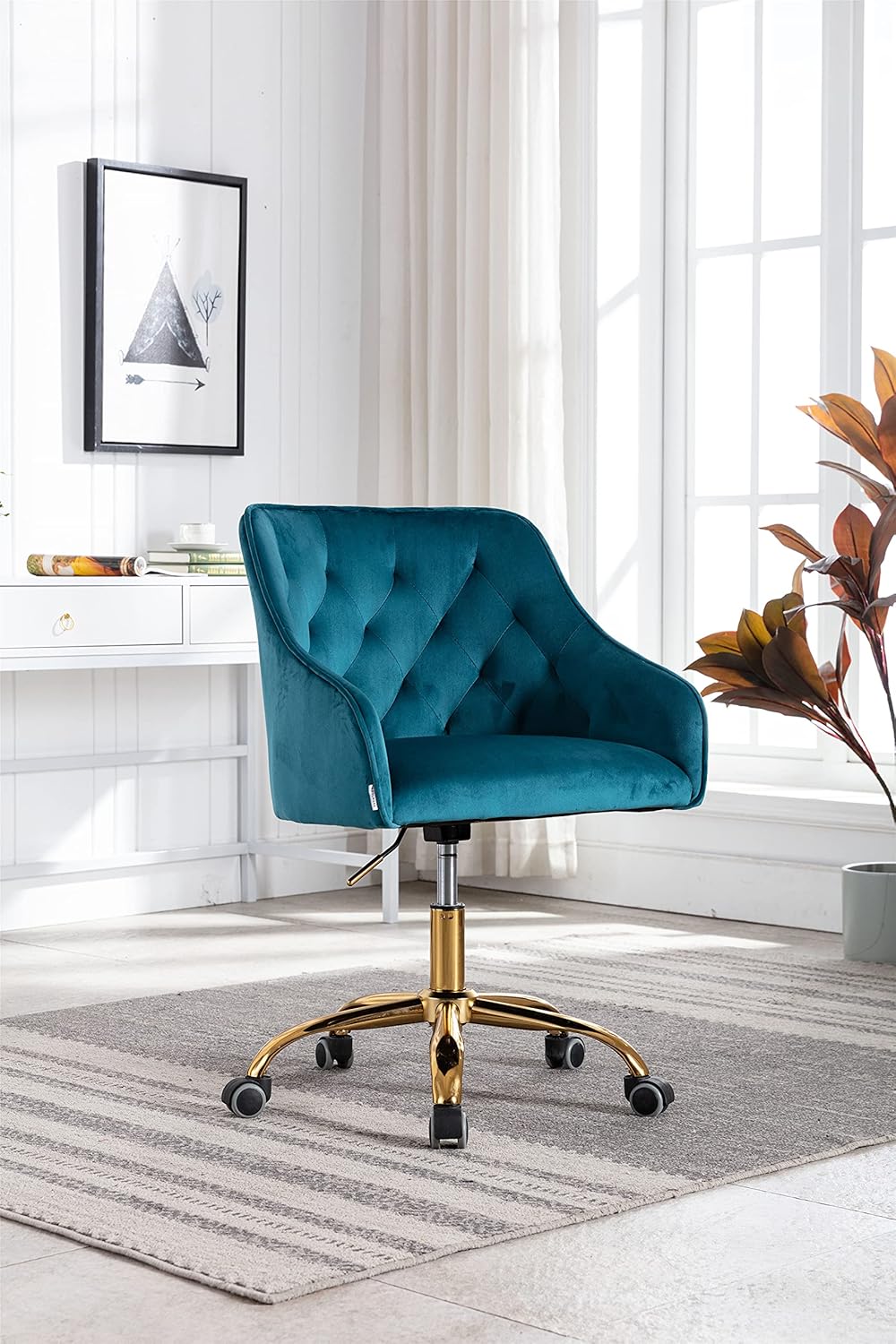 Swivel Shell Chair for Living Room Bed Room, Modern Leisure office Chair Teal