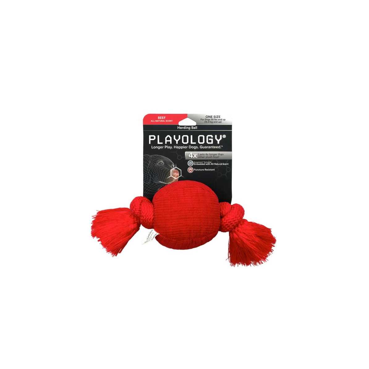 Playology Plush Herding Beef Ball Dog Toy - Pet Supplies online store