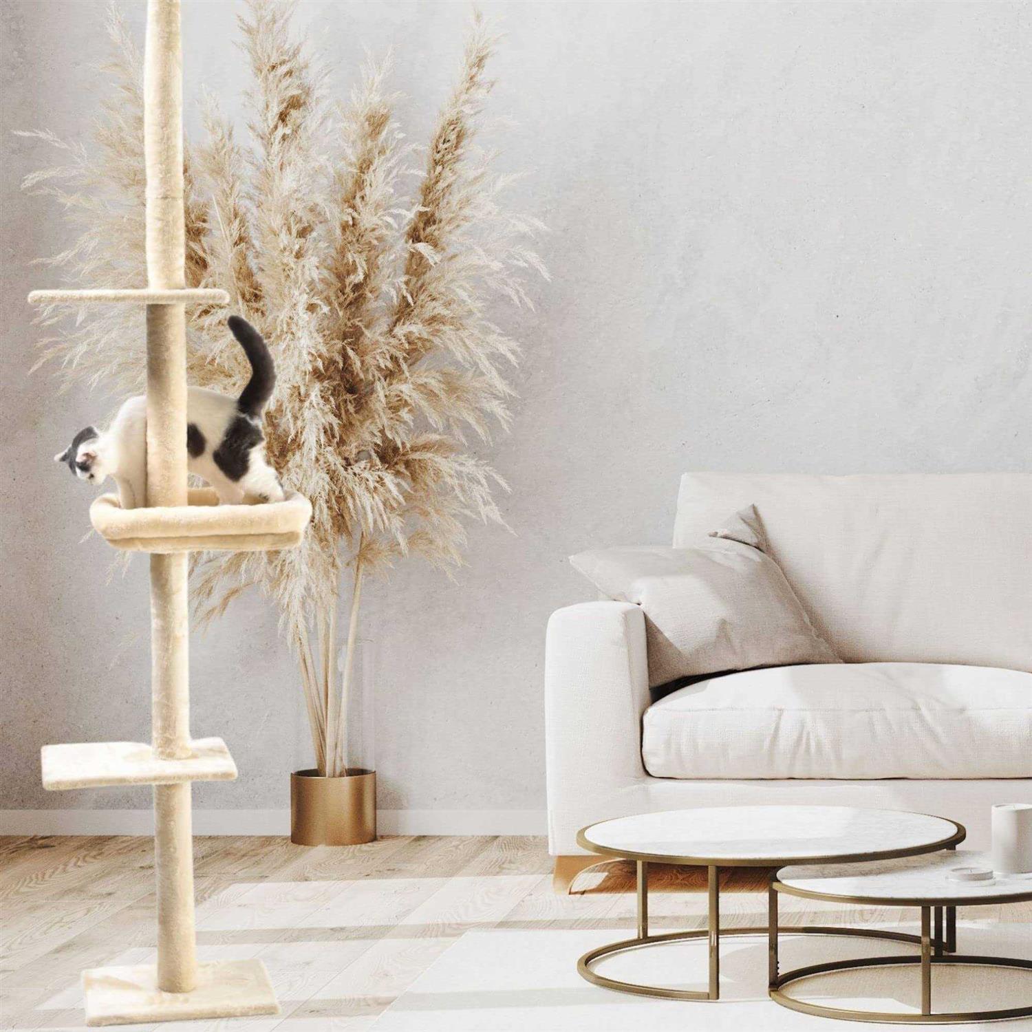 Cat Craft 4-Level carpeted Adjustable Floor to Ceiling climbing & perch Cat Tree with bolstered Cat Bed - Pet Supplies online store