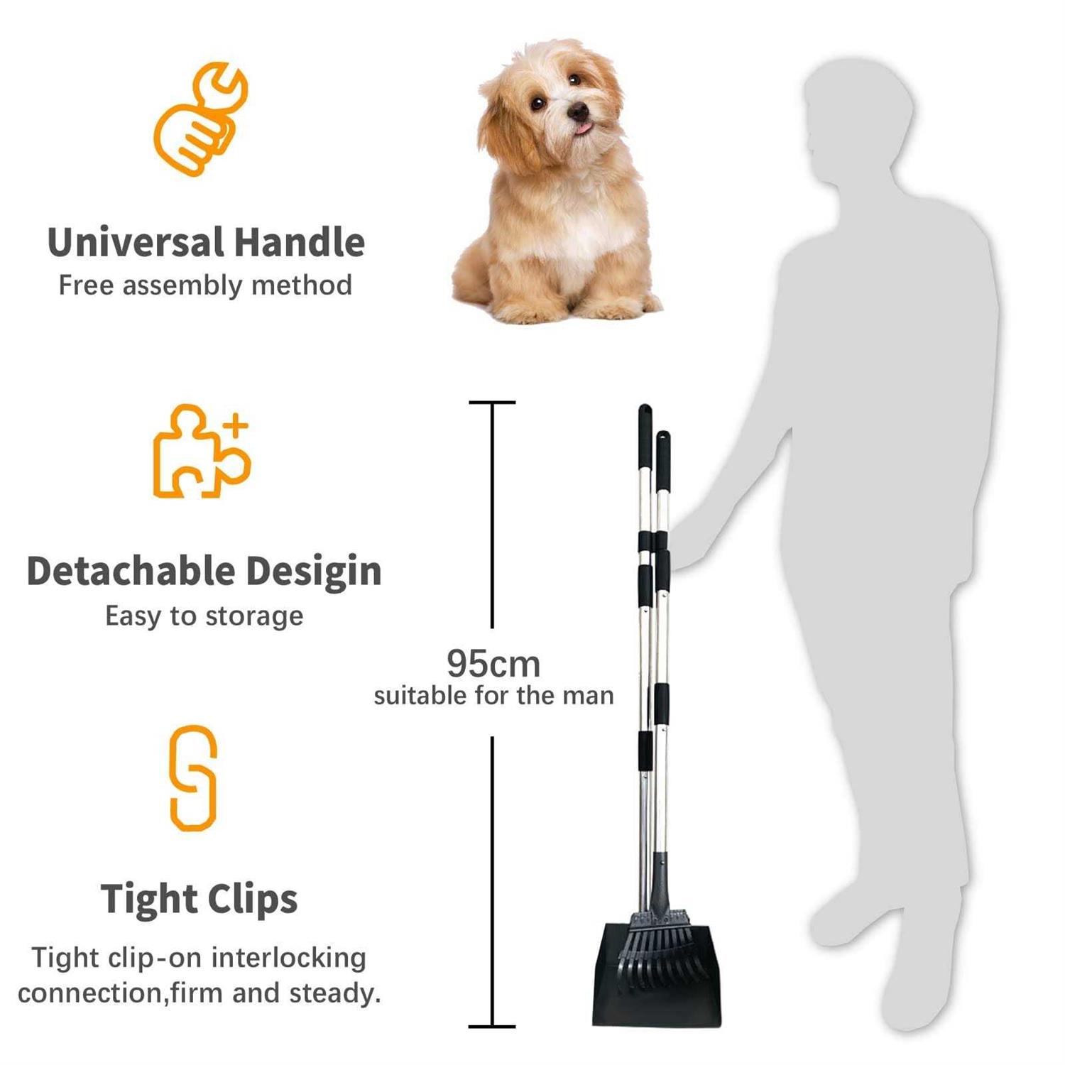 SUNLAX Pooper Scooper, Durable Dog Poop Scoop Long Handle Tray and Rake Set for Large Medium Small Dogs - Pet Supplies online store