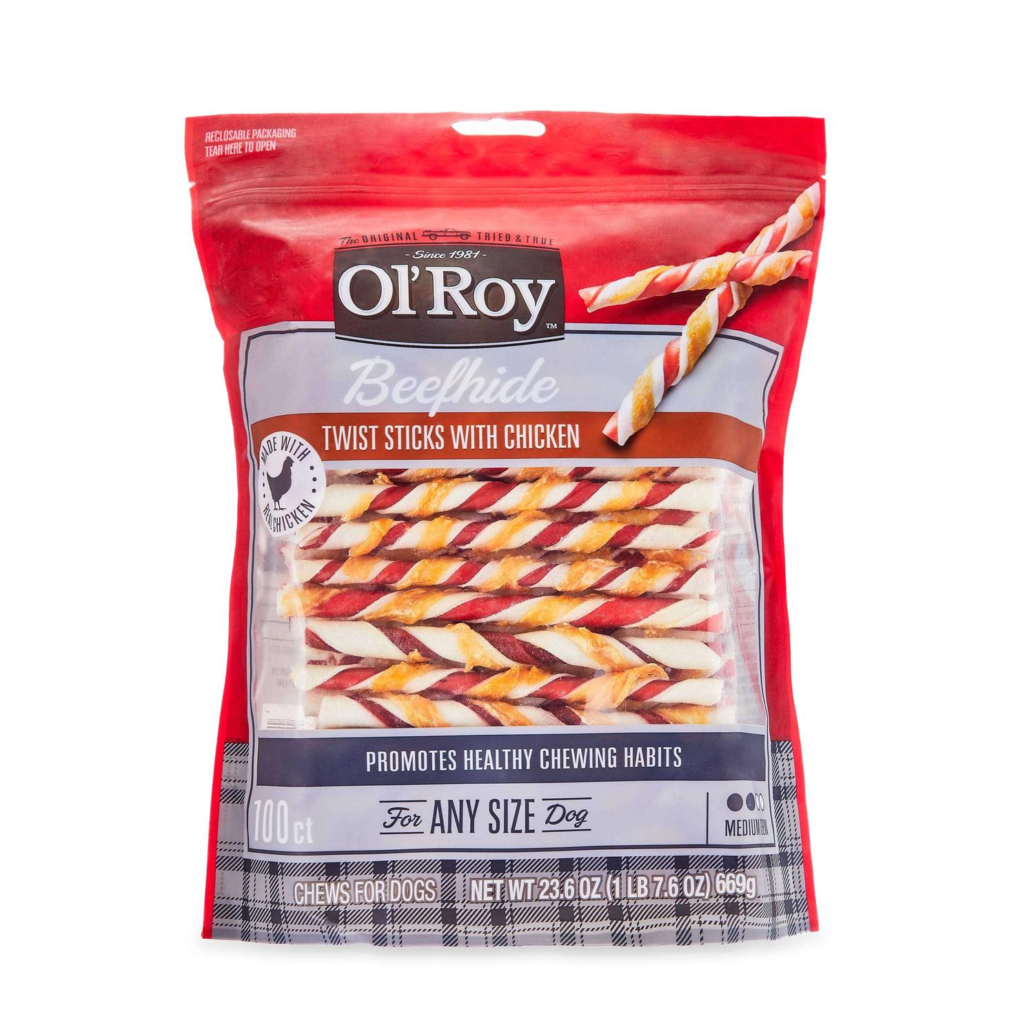 Ol' Roy Beefhide Twist Sticks with Chicken - Pet Supplies online store