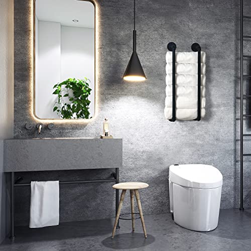 Industrial Pipe Towel Rack, Farmhouse Bathroom Towel Storage Holder, Vintage Style Towel Organization, Wall Mounted, Antique Silver