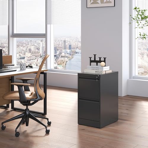 3 Drawer File Cabinet with Lock, Vertical File Cabinet for Home Office,Heavy Duty Metal File Storage Cabinet for Letter/Legal/A4/F4 Size File,Easy Assemble (Black, Vertical 3 Drawer)