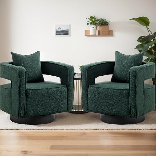 Chifee & Vingol Swivel Barrel Chair Set of 2,Ivory